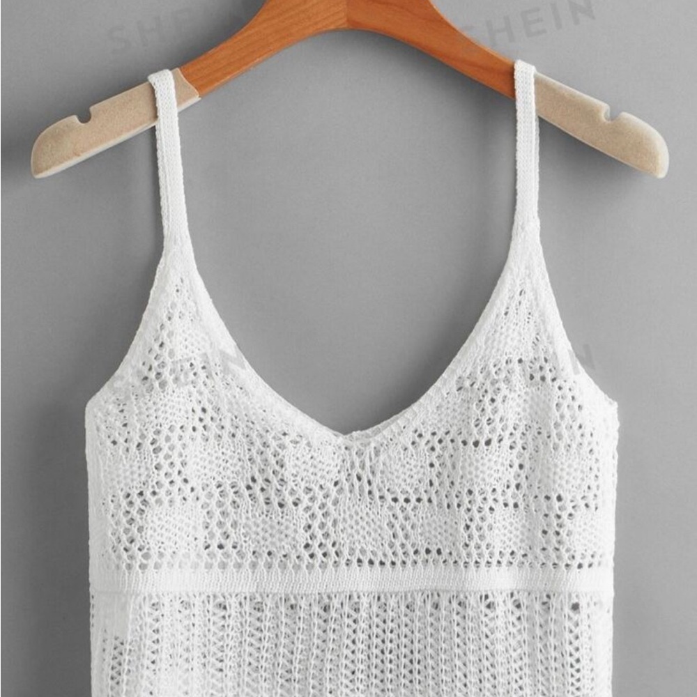 Woman white SHEIN Swim Solid Crop Cover Up